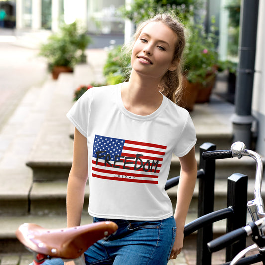 Freedom Friday All-Over Print Crop Tee