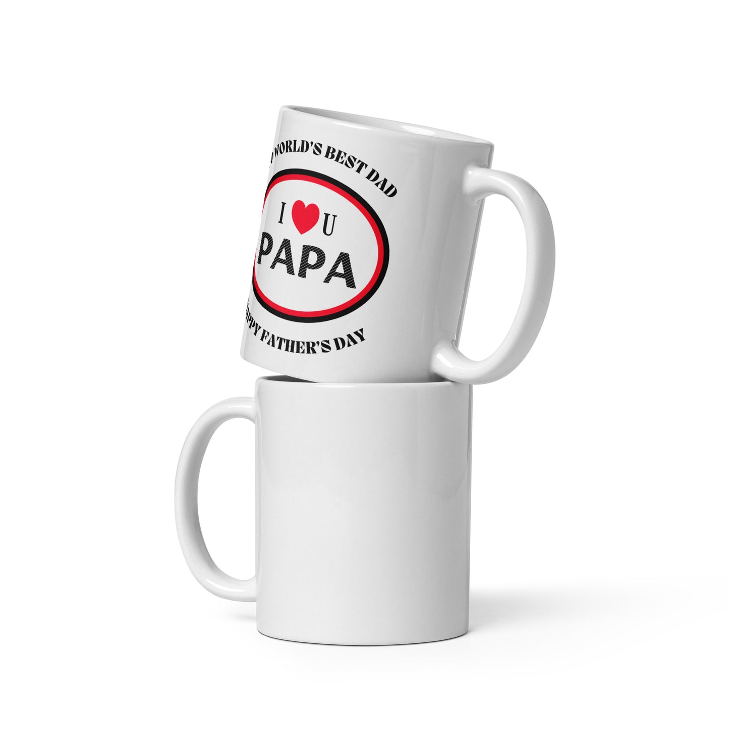 I Love You Papa - White glossy mug