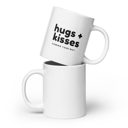 Hugs + Kisses - White glossy mug